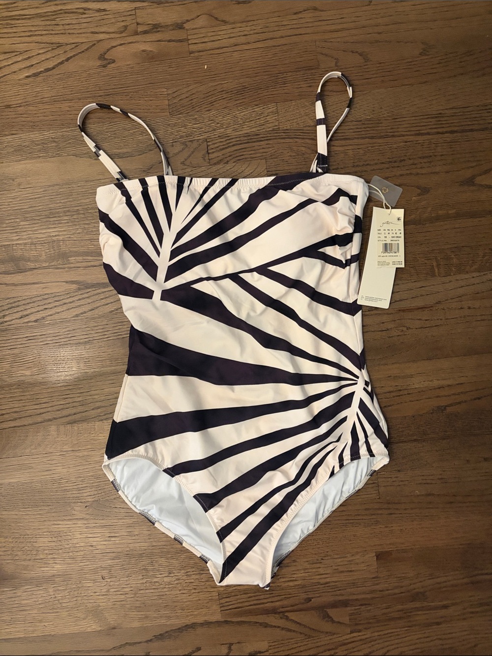 Gottex Cream and Brown Sunburst Stripe One-Piece Swimsuit